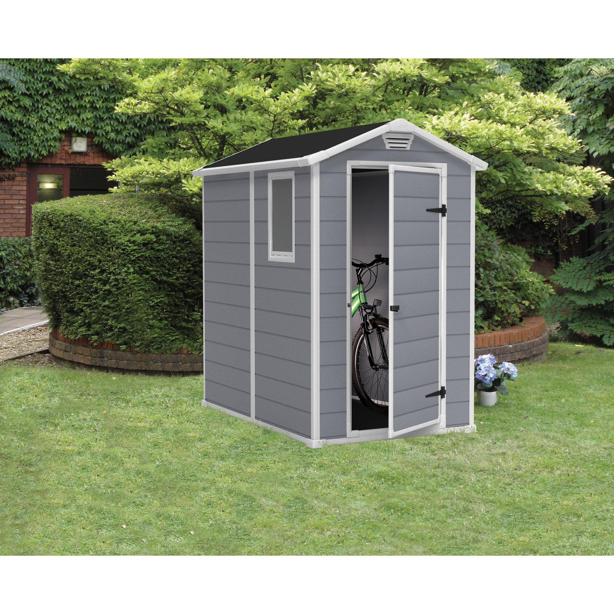 keter manor 4 ft. w x 6.3 ft. d resin vertical storage